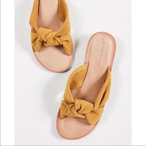 JEFFREY CAMPBELL Zocalo Knot Slides Sandals Mustard Yellow